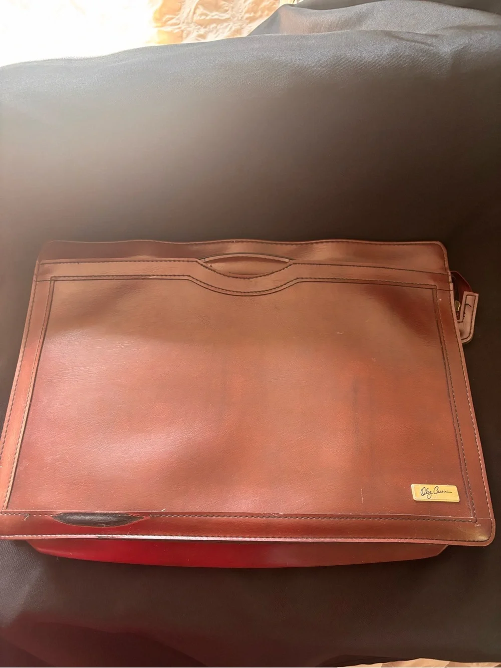 Vintage Oleg Cassini Leather Briefcase Messenger Bag - Brown
